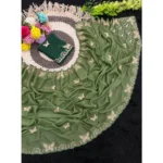 Generic Women's Star Georgette Embellished Saree With Unstitched Blouse 5.5Mtr (Green) - Image 4