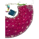 Generic Women's Star Georgette Embellished Saree With Unstitched Blouse 5.5Mtr (Magenta-Green) - Image 3
