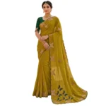 Generic Women's Star Georgette Embellished Saree With Unstitched Blouse 5.5Mtr (Mustard) - Image 7