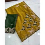 Generic Women's Star Georgette Embellished Saree With Unstitched Blouse 5.5Mtr (Mustard) - Image 5