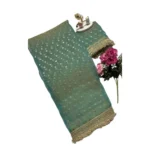 Generic Women's Silk Embellished Saree With Unstitched Blouse 5.5Mtr (Green) - Image 7