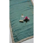 Generic Women's Silk Embellished Saree With Unstitched Blouse 5.5Mtr (Green) - Image 6
