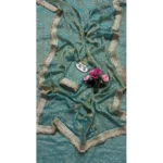 Generic Women's Silk Embellished Saree With Unstitched Blouse 5.5Mtr (Green) - Image 5