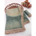 Generic Women's Silk Embellished Saree With Unstitched Blouse 5.5Mtr (Green) - Image 4