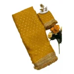Generic Women's Silk Embellished Saree With Unstitched Blouse 5.5Mtr (Yellow) - Image 7