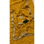 Generic Women's Silk Embellished Saree With Unstitched Blouse 5.5Mtr (Yellow) - Image 5