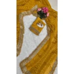 Generic Women's Silk Embellished Saree With Unstitched Blouse 5.5Mtr (Yellow) - Image 3