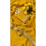 Generic Women's Silk Embellished Saree With Unstitched Blouse 5.5Mtr (Yellow) - Image 2