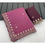 Generic Women's Star Georgette Embroidered Saree With Unstitched Blouse 5.5Mtr (Pink)