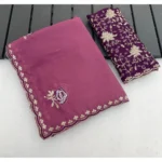 Generic Women's Star Georgette Embroidered Saree With Unstitched Blouse 5.5Mtr (Pink)