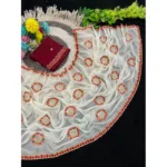 Generic Women's Star Georgette Embroidered Saree With Unstitched Blouse 5.5Mtr (Cream) - Image 2