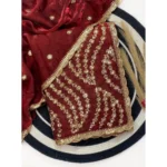 Generic Women's Satin Embellished Saree With Unstitched Blouse 5.5Mtr (Maroon)