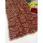 Generic Women's Satin Embellished Saree With Unstitched Blouse 5.5Mtr (Maroon) - Image 2
