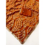 Generic Women's Satin Embellished Saree With Unstitched Blouse 5.5Mtr (Orange) - Image 4