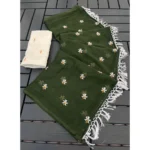 Generic Women's Georgette Embellished Saree With Unstitched Blouse 5.5Mtr (Green)