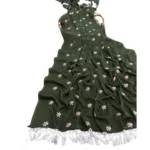 Generic Women's Georgette Embellished Saree With Unstitched Blouse 5.5Mtr (Green) - Image 3