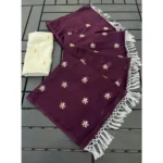 Generic Women's Georgette Embellished Saree With Unstitched Blouse 5.5Mtr (Wine)