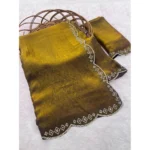 Generic Women's Satin Embellished Saree With Unstitched Blouse 5.5Mtr (Mustard)