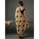 Generic Women's Viscose Silk Embroidered Saree With Unstitched Blouse 5.5Mtr (Beige) - Image 5