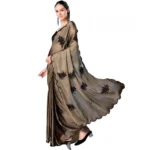 Generic Women's Viscose Silk Embroidered Saree With Unstitched Blouse 5.5Mtr (Beige) - Image 4