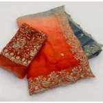 Generic Women's Satin Embellished Saree With Unstitched Blouse 5.5Mtr (Multicolor)