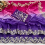 Generic Women's Satin Embellished Saree With Unstitched Blouse 5.5Mtr (Multicolor) - Image 2