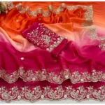 Generic Women's Satin Embellished Saree With Unstitched Blouse 5.5Mtr (Multicolor) - Image 2