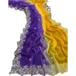 Generic Women's Satin Embellished Saree With Unstitched Blouse 5.5Mtr (Multicolor) - Image 3