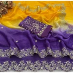 Generic Women's Satin Embellished Saree With Unstitched Blouse 5.5Mtr (Multicolor) - Image 2