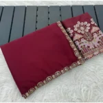 Generic Women's Art Silk Embroidered Saree With Unstitched Blouse 5.5Mtr (Maroon)