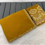 Generic Women's Art Silk Embroidered Saree With Unstitched Blouse 5.5Mtr (Yellow)