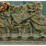 Generic Women's Silk Embellished Saree With Unstitched Blouse 5.5Mtr (Green) - Image 2
