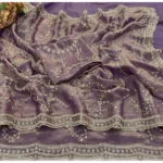 Generic Women's Silk Embellished Saree With Unstitched Blouse 5.5Mtr (Lavender) - Image 2