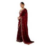 Generic Women's Silk Embroidered Saree With Unstitched Blouse 5.5Mtr (Maroon) - Image 7