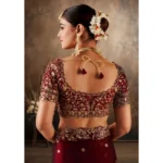 Generic Women's Silk Embroidered Saree With Unstitched Blouse 5.5Mtr (Maroon) - Image 2