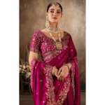 Generic Women's Silk Embroidered Saree With Unstitched Blouse 5.5Mtr (Pink)