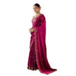 Generic Women's Silk Embroidered Saree With Unstitched Blouse 5.5Mtr (Pink) - Image 7