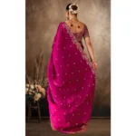 Generic Women's Silk Embroidered Saree With Unstitched Blouse 5.5Mtr (Pink) - Image 6