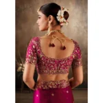 Generic Women's Silk Embroidered Saree With Unstitched Blouse 5.5Mtr (Pink) - Image 2